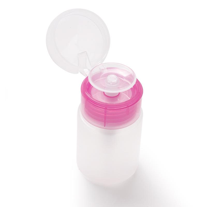 60ML Rose Red Edge Nail Art Press Bottle with Lockable Cap for Polish Remover and Alcohol