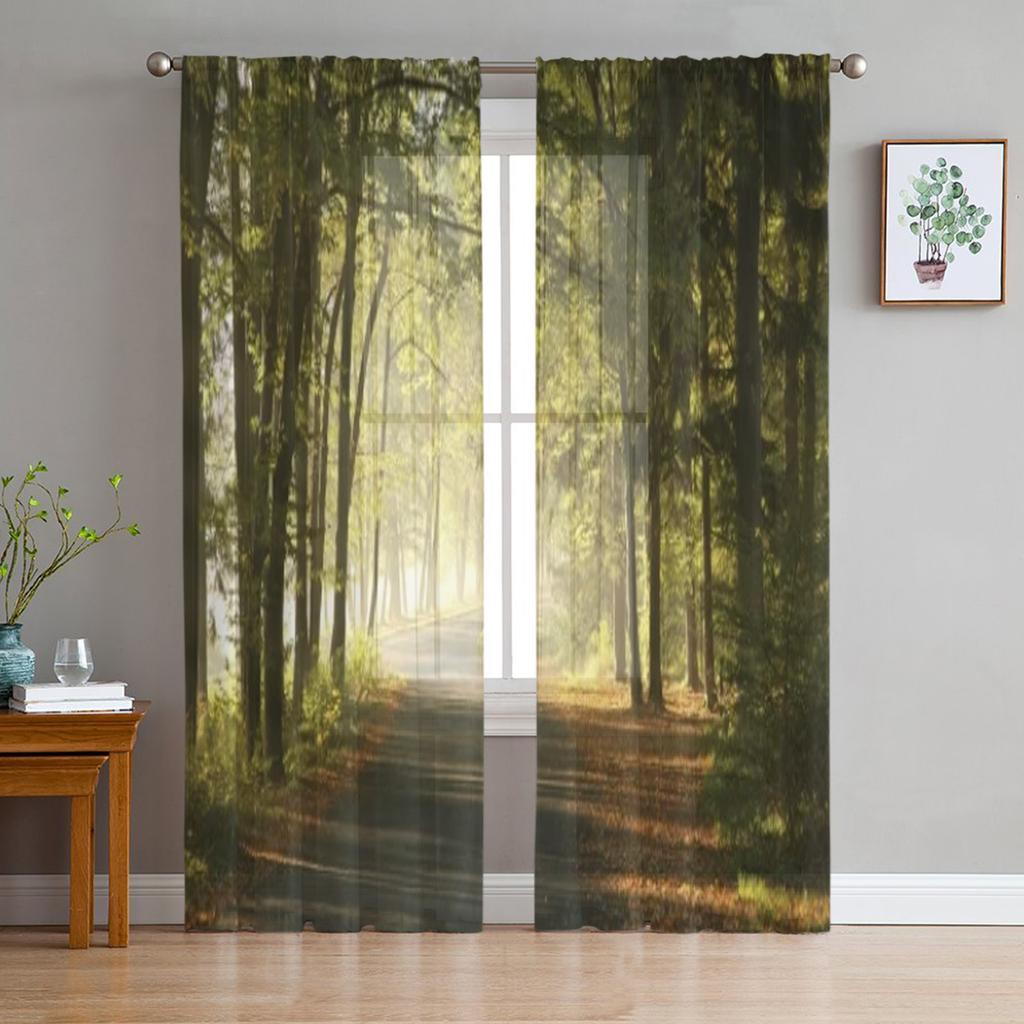 Winter Forest Tatra Mountains Poland Sheer Curtains for Living Room Transparent Tulle Window Curtain Bedroom Kitchen Veil Drapes