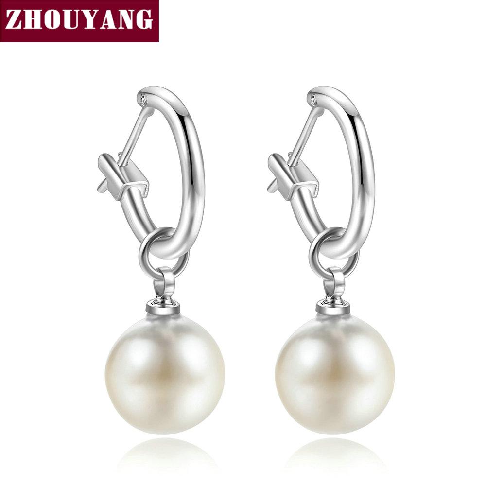 

ZHOUYANG Drop Earring For Women Simple Multi Imitation Pearl Rose Gold Color Wedding Party Gift Fashion Jewelry E677 E692