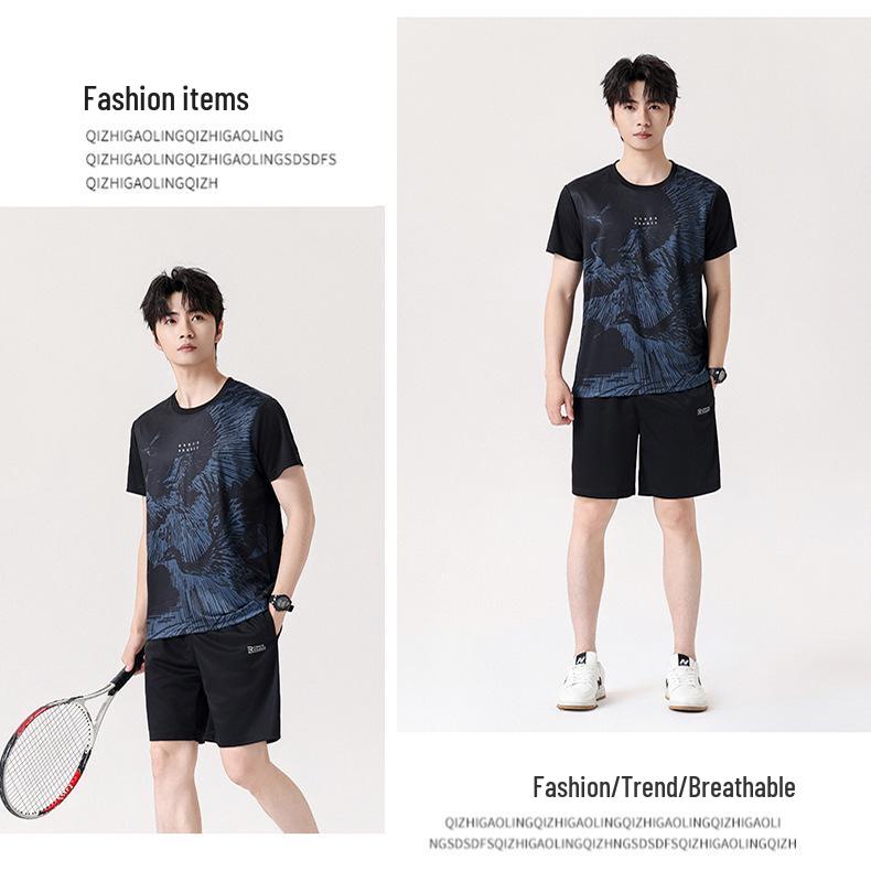 Unisex Quick-Dry Casual Summer Sportswear Set: Short Sleeve & Shorts for Football and Running