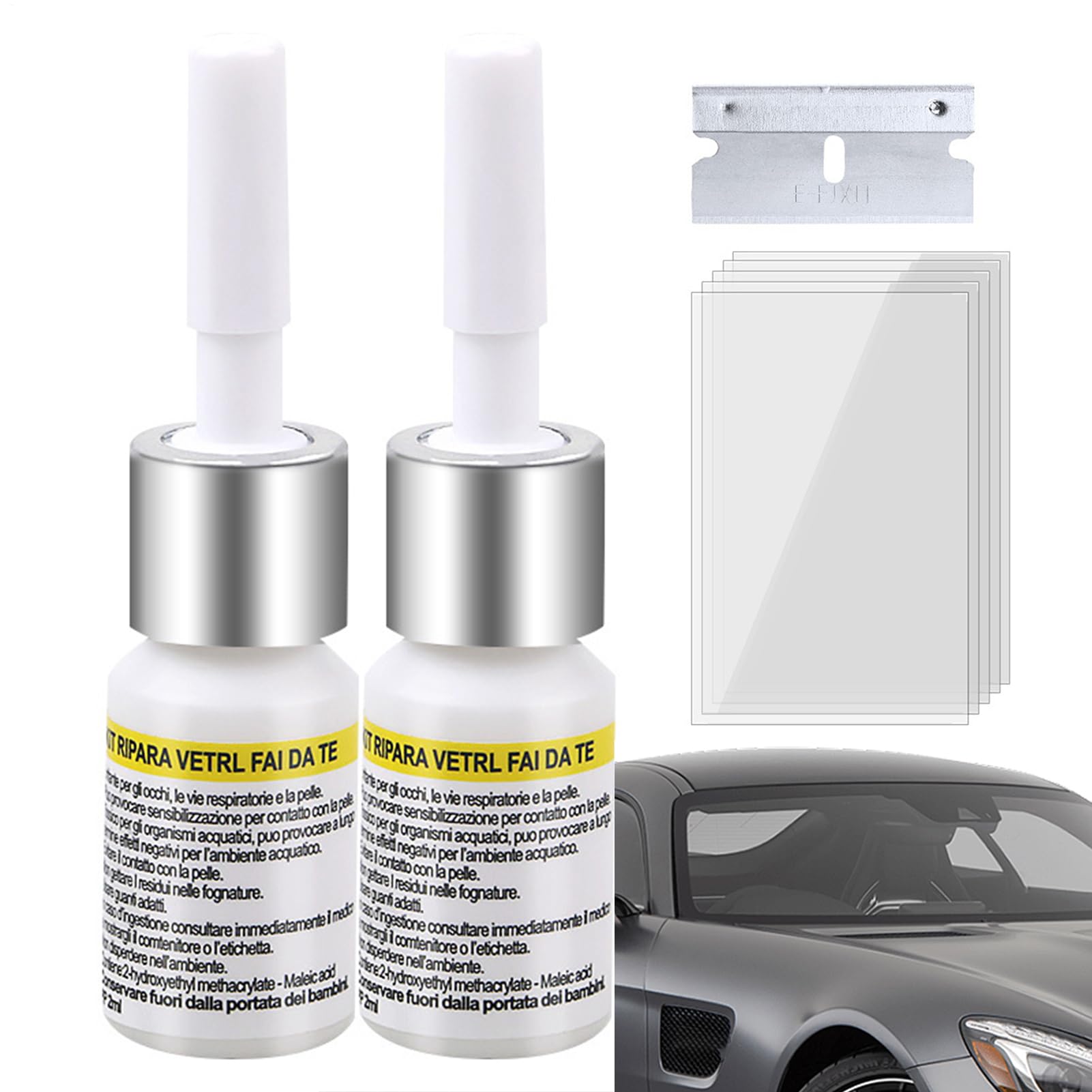 

Car Window Repair Kit Glass Nano Repair Fluid 2 Piece Glass Repair Kit Glass Please refer to the description белый