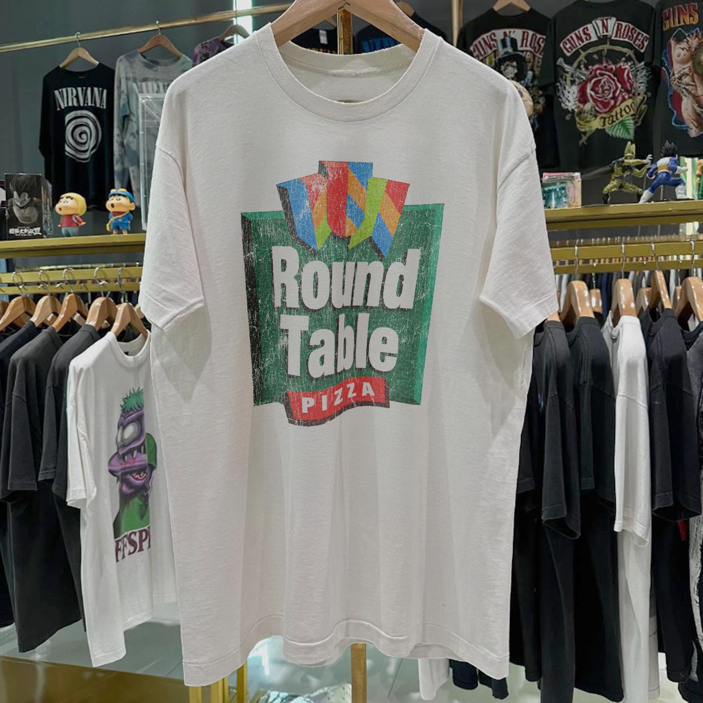90s Round Table Pizza Rare T-Shirt White S 4XL