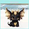 Car Decor Acrylic Flat Surface Black Dragon Pendant With Cartoon Style For Vehicle Interior Enhancement