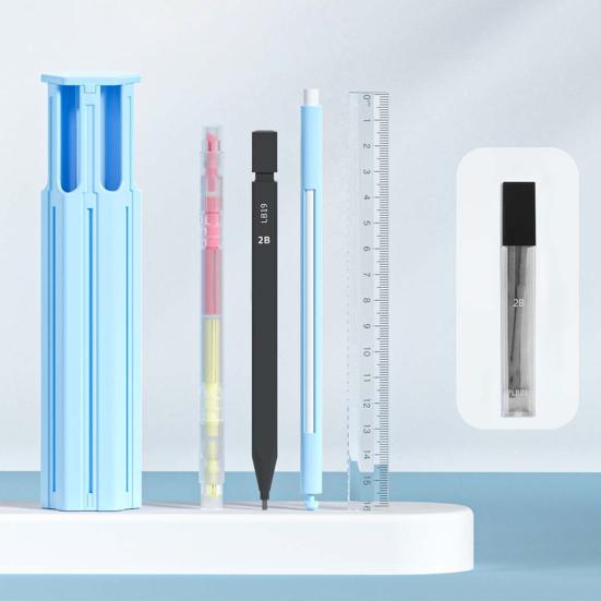 Pen Case Hexagonal Portable Pencils Gel Pens Box Easy Access Lid Card Slots Independent Pen Holder School Supplies