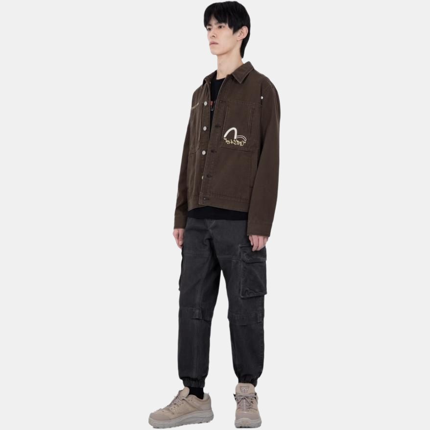 Evisu Work Pocket Denim Jacket Men jackets Dark-Charcoal 2EAGNM2DJ774XXCT