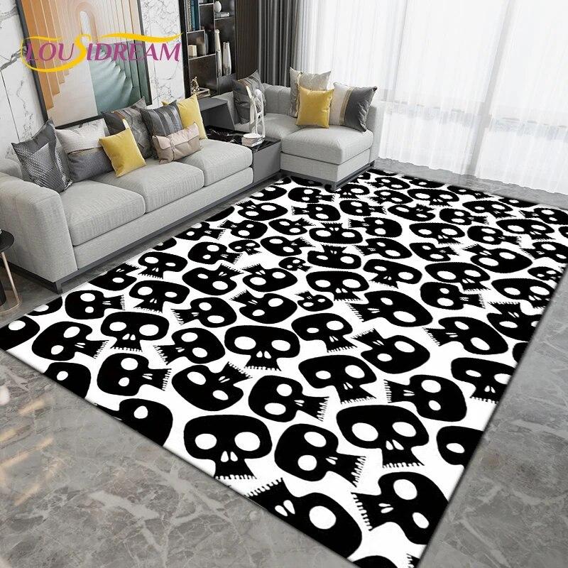 Gothic Witchcraft Skull Skräck Area Matta,Mattmatta för Vardagsrum Sovrumssoffa,Kök Badrum Dörrmatta Halkfri Golvmatta Present