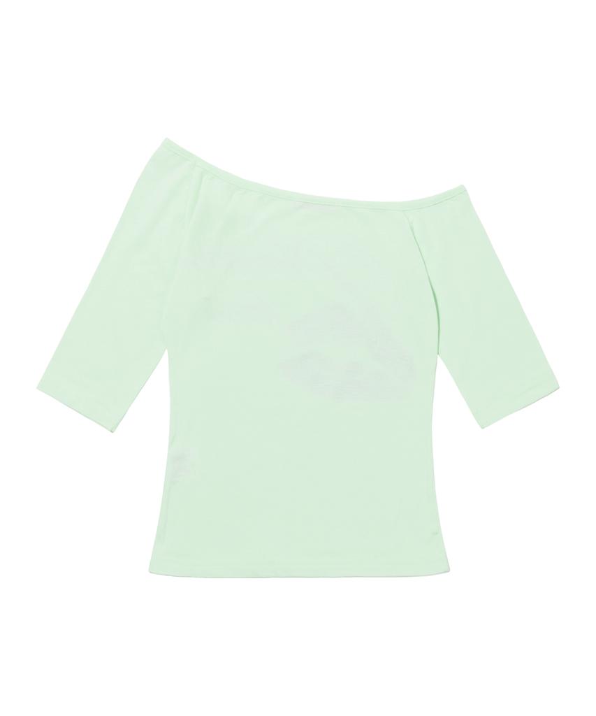 FANCY CLUB Plastic Kiss One-Shoulder Top (Mint) F26Qb051