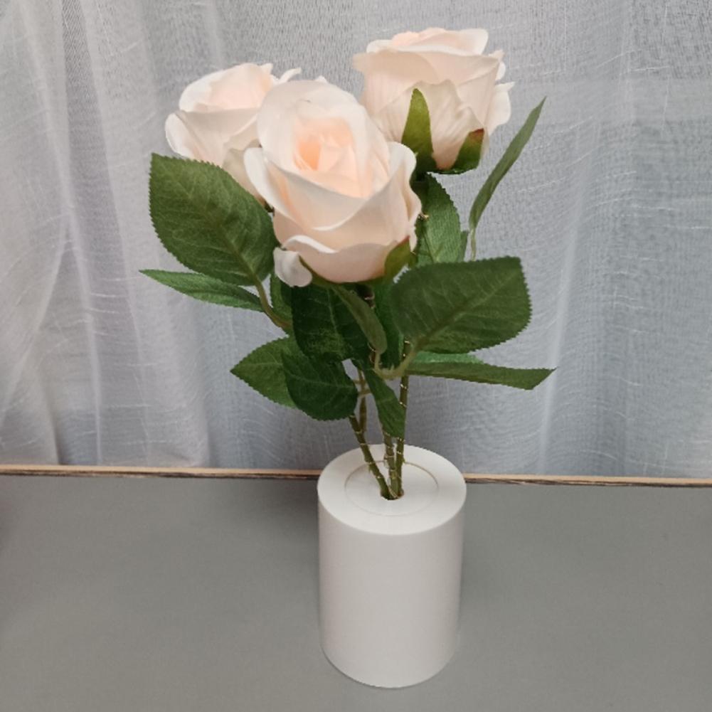 3 Head LED Chinese Rose Table Lamp Creative Bedside Night Light Simulation Flower Decorative Desk Lamp for Bedroom Living Room