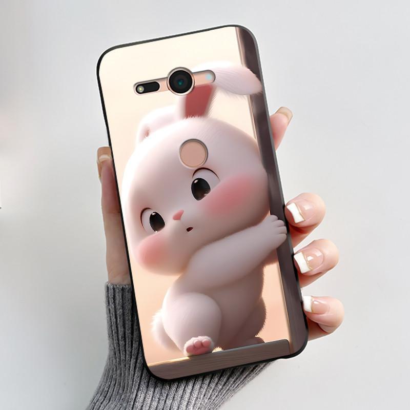 Per Sony Xperia XZ2 Compact H8324 H8314 Custodia Estetica Moda Gatto Carino Cartone Animato Antiurto Nero Silicone Morbido Sottile Cover Posteriore