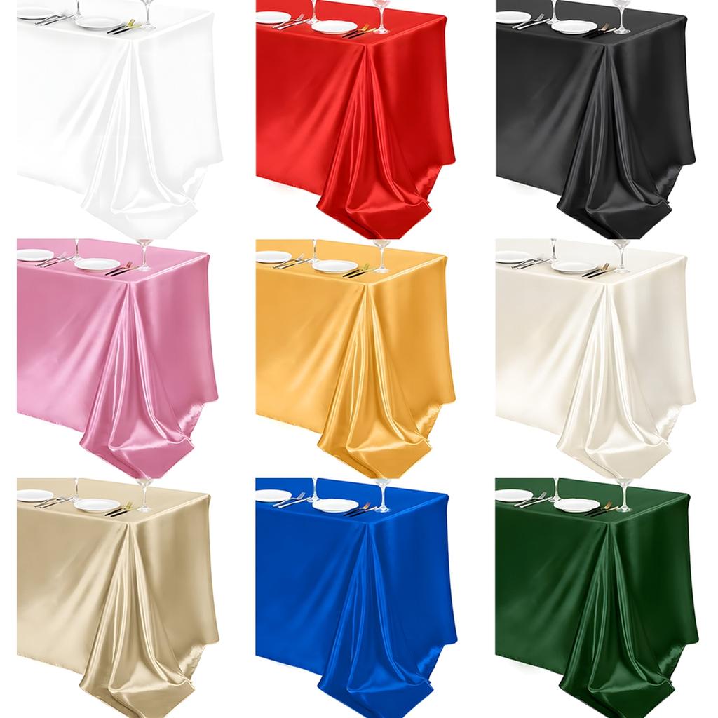 Rechteckiger Tischdecke Satin Tischdecke Helle Glatte Weiß Rosa Einfarbig Tischabdeckung Hochzeitsfeier Zubehör Tischdekorationen