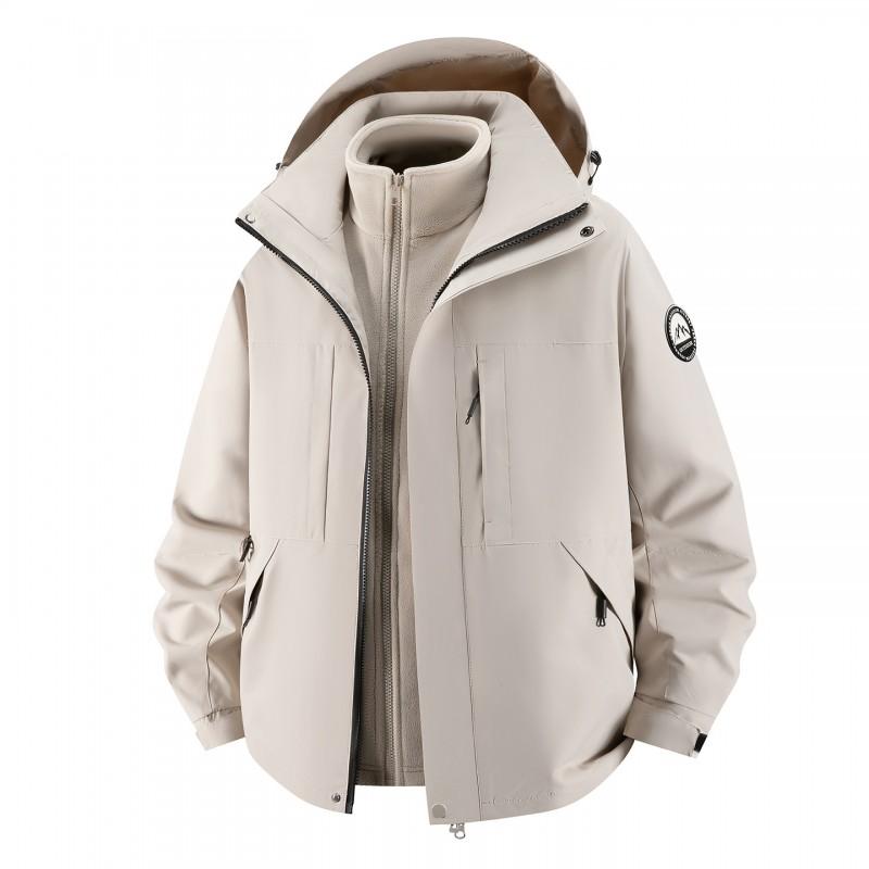 Men Women 3-in-1 Outdoor Waterproof Windproof Jacket With Detachable Down Inner Layer Hiking Camping Winter