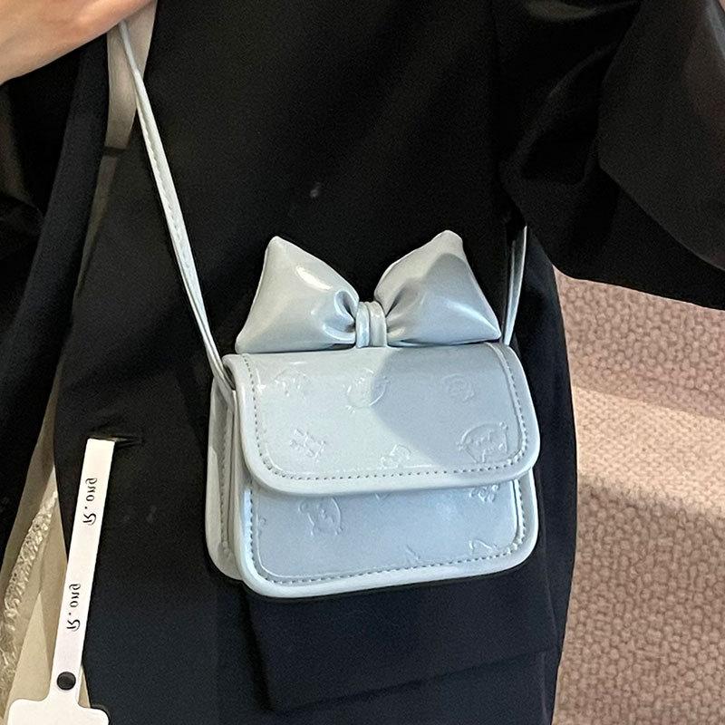 Hot-selling new Korean cute girl style bow mini square bag fashionable versatile embossed messenger bag women