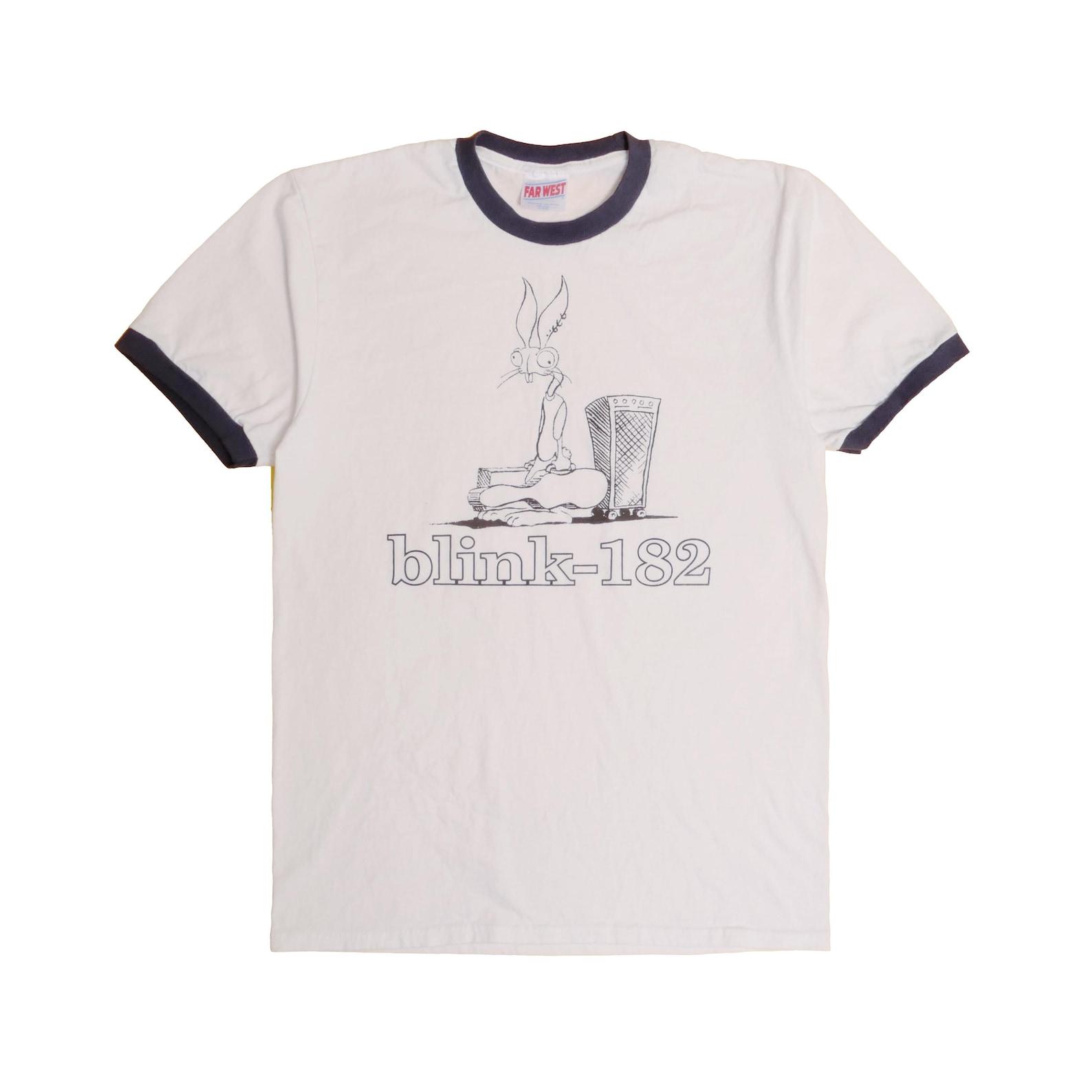 Blink 182 Bunny Rabbit Ringer Tee Shirt Enema Of The State Live Album Dude Ranch Pop Punk Emo Rock n Roll Warped Tour - Medium 3XL