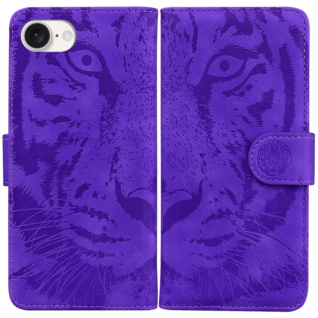 For iPhone 16e Case Wallet Style Tiger Pattern PU Leather Phone Cover