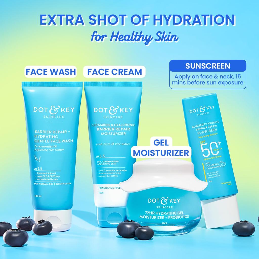 Dot & Key Borůvkový Hydratační Krém na Opravu Kožní Bariéry SPF 50+ PA++++ 30 g | Lehká & Nemastná Ochrana Pleti