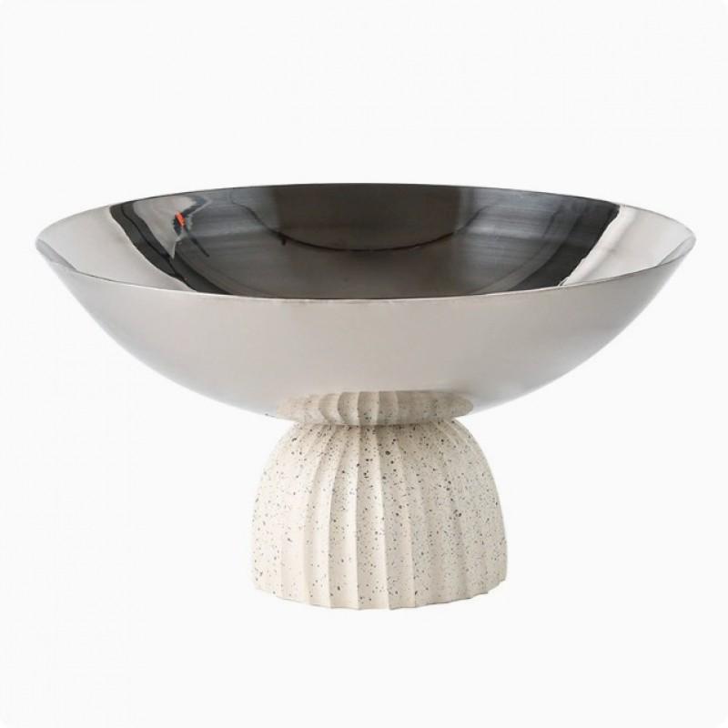 Modern Minimalist Stainless Steel Fruit Bowl Decorative Centerpiece Living Room Hotel Lobby Table Display
