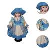 15.75'' Porcelain Doll Ceramic Beautiful with Hat and Hair Decorative for Ornament
