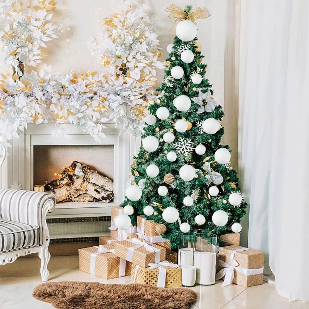 Reusable White Foam Christmas Balls 4CM 8CM Xmas Tree Snowball DIY Festival Decor for Home Restaurant Porch Celebration