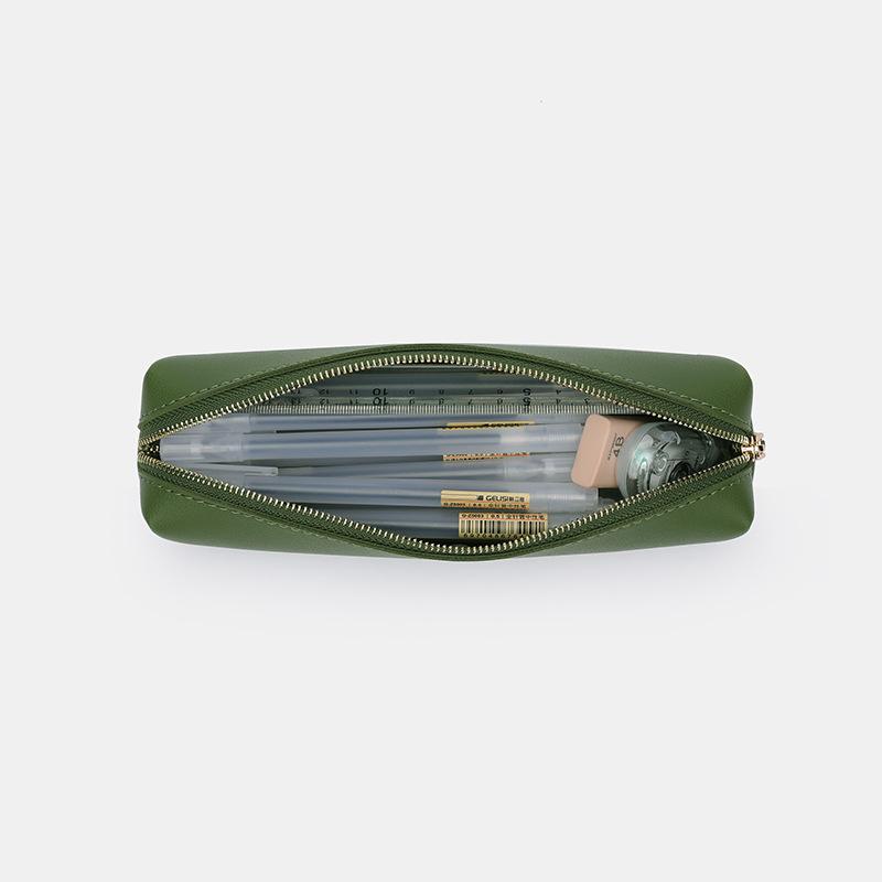 Korean Style Retro Unisex PU Leather Pencil Case for Students