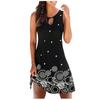Dresses For Women Casual Summer Floral Printed Tank Sleeveless Dress Hollow Out O-Neck Loose Beach Short  Sundress