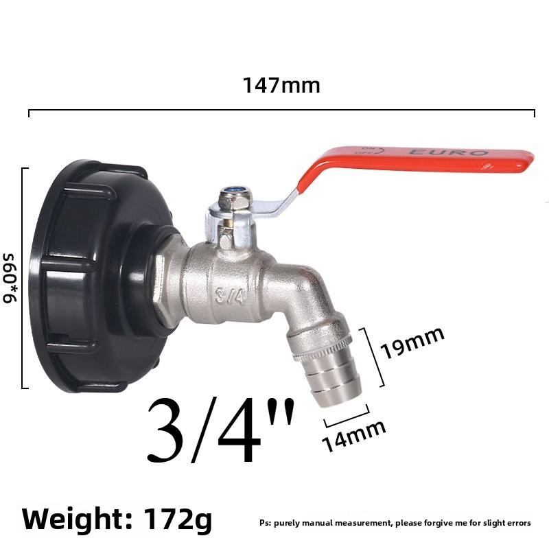 IBC Tank Brass Tap Adapter S60X6 Thread 10mm Garden Hose Connect Faucet Tank 1000 Liter IBC Tank Valve Fitting