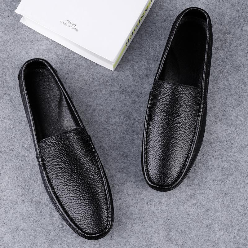 Pánské nazouvací boty s výřezy z pravé kůže, ležérní řidičské boty, luxusní značkové mokasíny, lehké měkké ploché boty na chůzi