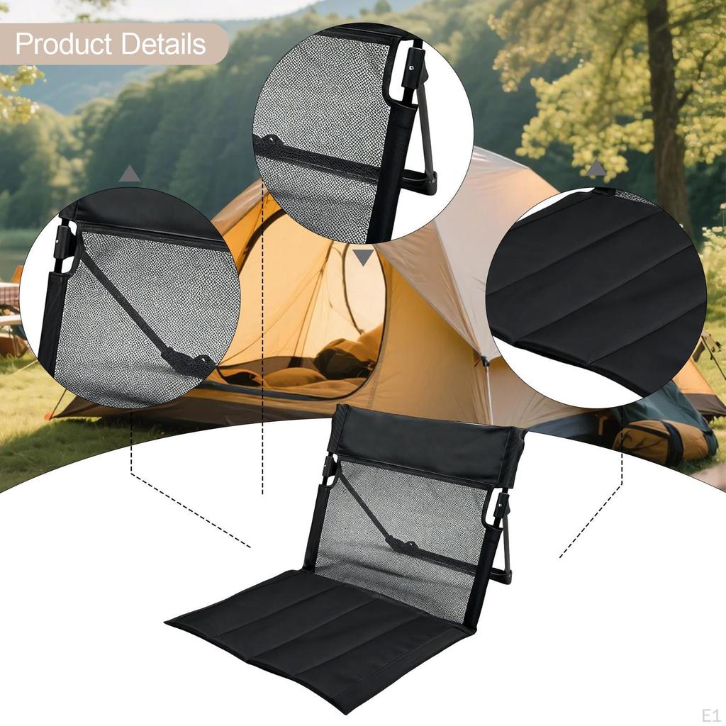 Camping Chair with Backrest Camp Seat Beach Cushion Lounge Foldable for Park Barbecue