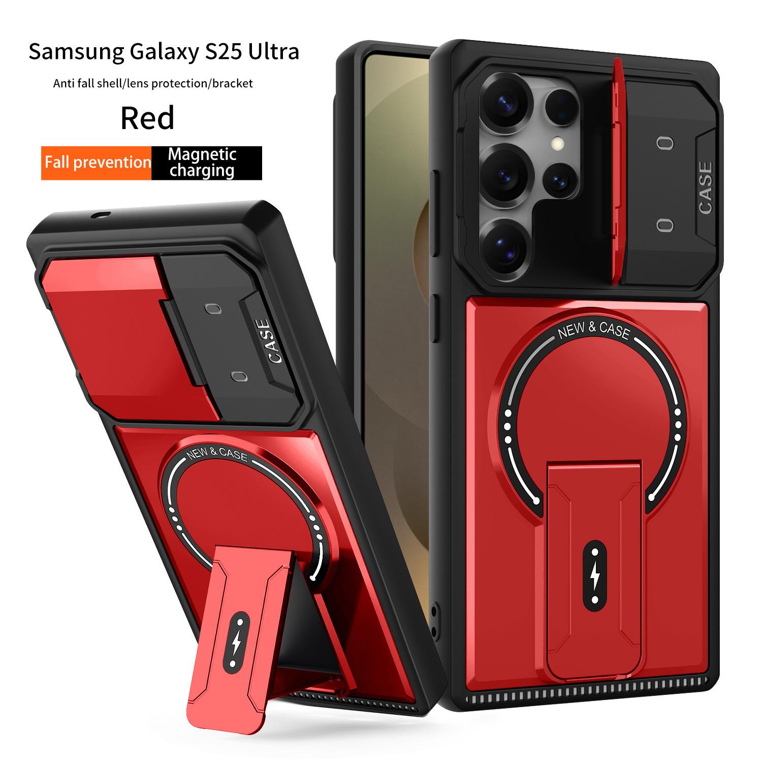 

Suitable for Samsung S25ULTRA Mecha Bracket Magnetic Suction Mobile Phone Case A17 Lens Bracket Full Inclusive Anti Fall A07 Samsung S25ULTRA