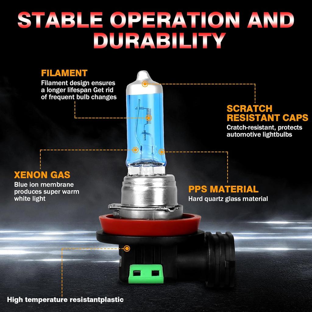 Fit For Toyota Prius 2010-2015 High Performance Halogen Headlight Bulbs: 9005 High Beam & H11 Low Beam & H8 Fog Light Combo, 5000K Super Bright White