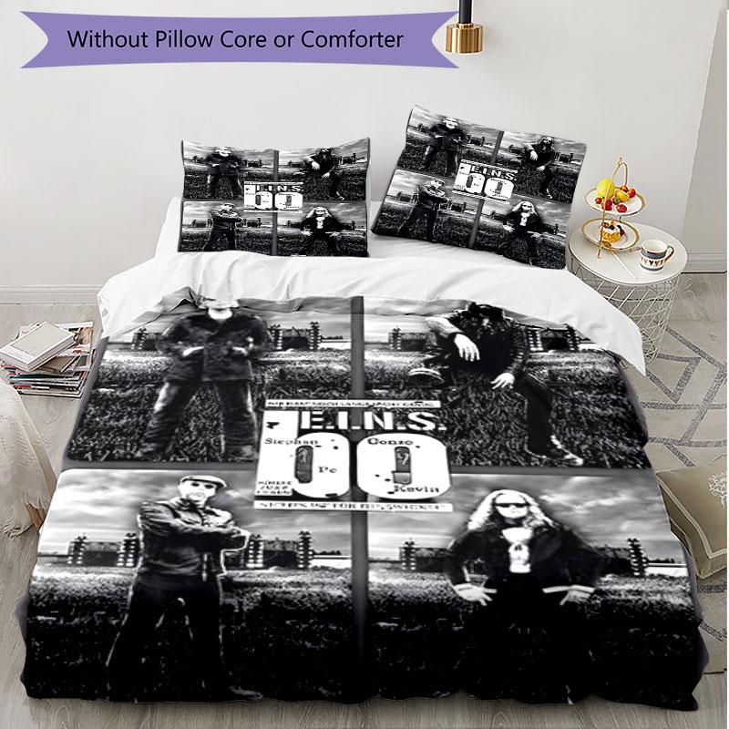3pcs Duvet Cover Set (1*Duvet Cover + 2*Pillowcase, Without Core), Bohse Onkelz Print Soft All‑Season Bedding Set, Home Bedroom Decor Gift