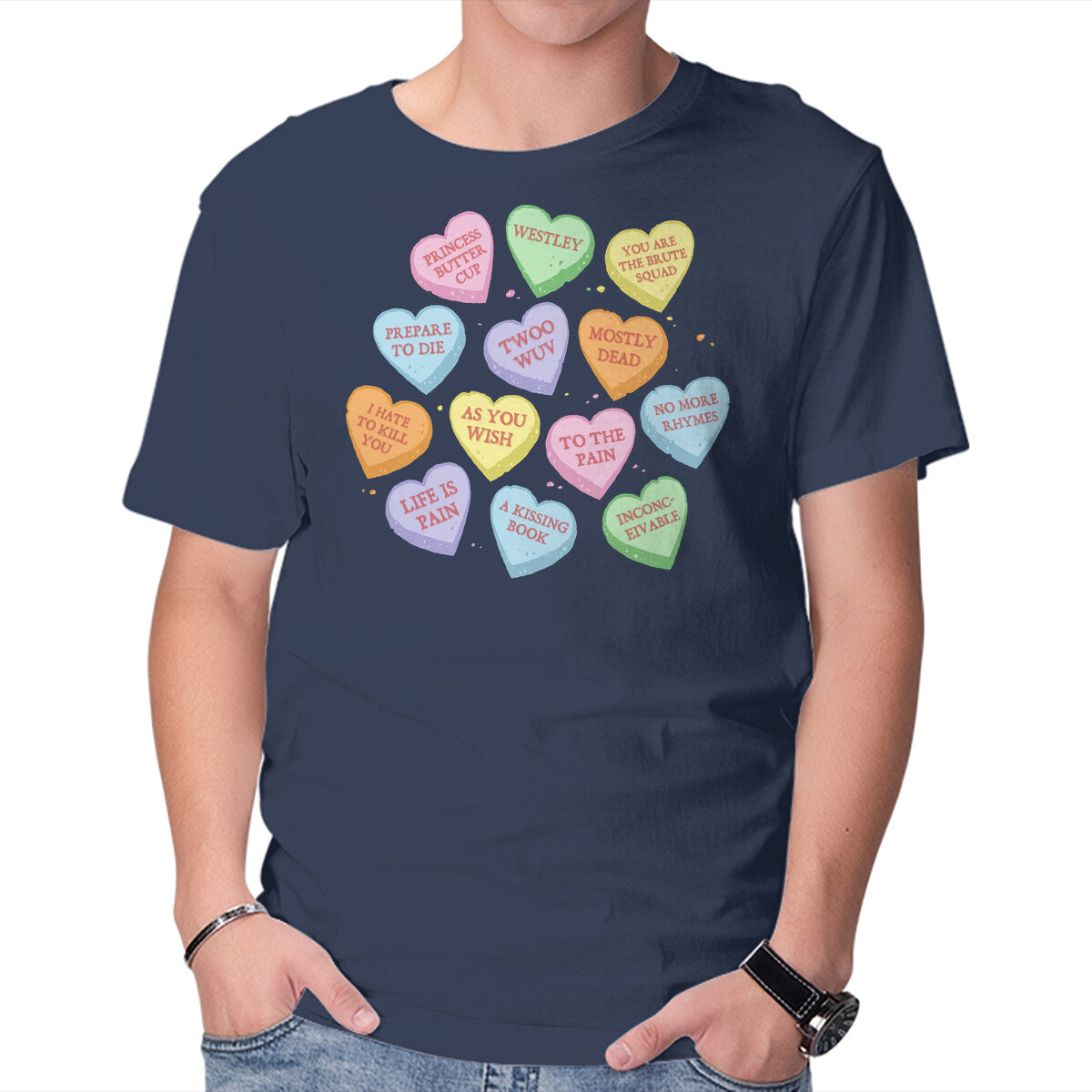Unisex Crew Neck T-Shirt True Candy Heart Love Graphic Short Sleeve Casual Tee M