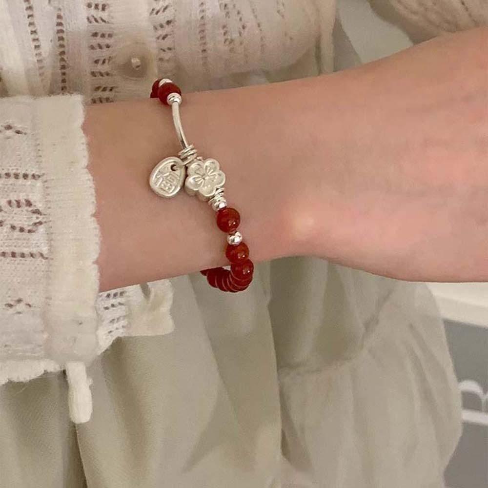 Blessing Accessories New Year Bangle Buddha Women's Wrist Jewelry Red Beads Bracelet Women