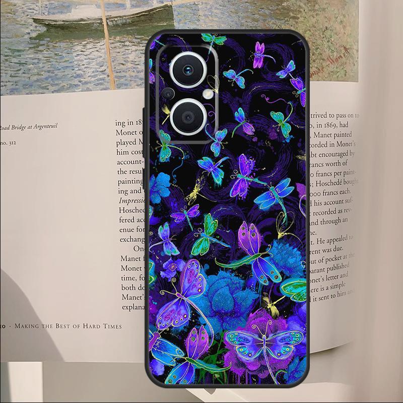 Libellenmuster Hülle für OPPO Reno 14F 11F 12F 13F 10 11 12 13 14 Pro 7 8 Lite OPPO Find X6 X8 X9 Pro Hülle