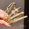 Fashion Leaf Charm Bracelet With Zirconia And Goldplated Copper For Women
