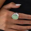 SHIXIN Vintage Oval Green Resin Finger Ring Women Minimalist Geometry Irregular Silver Color Rings Wedding Party Jewelry Gifts