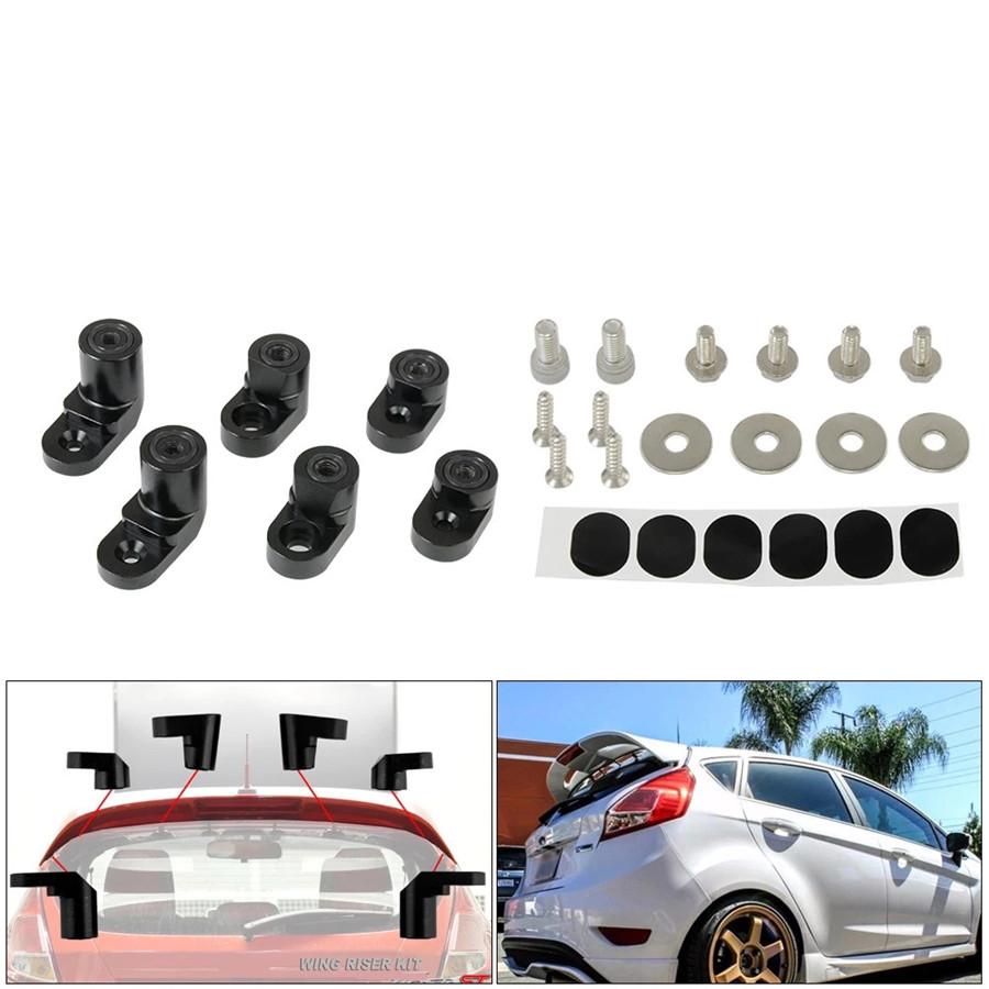 

For 2014-Up Ford Fiesta ST Rear Wing Spoiler Riser Lift Extension Black Aluminum