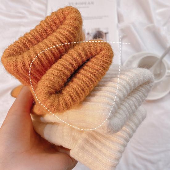 Gestrickte Touchscreen-Handschuhe Einfarbig Dehnbar Warme Handschuhe mit Rippbündchen Unisex Verdickte Winterstrickhandschuhe