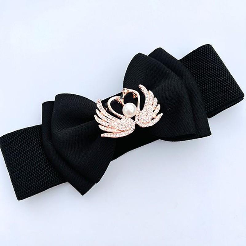 Double Beautiful Layer Bowknot Waist Belt In Soft Cotton With Elastic Fit For Women