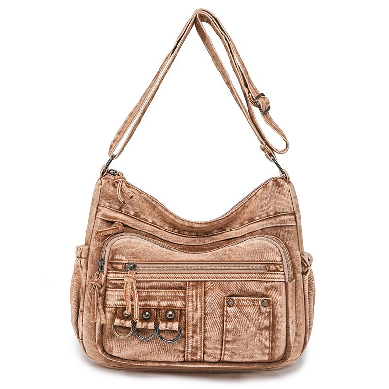 

Женская сумка через плечо, сумка для мамы среднего возраста, многослойная сумка через плечо большой емкости коричневый