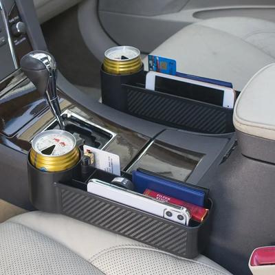 Multifunction Car Seat Gap Leak-proof Storage Box For Car Seat Gap Filler With Cup Holder PU Leather Seat Slot Organizer Box