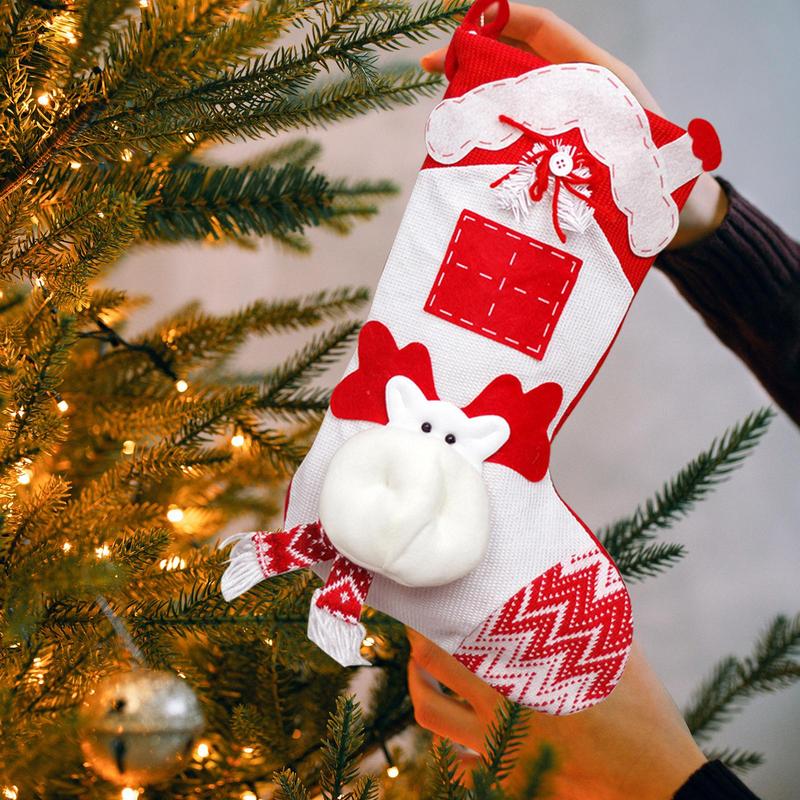 Christmas Stocking For Kids Decorative Christmas Snowman Stockings Pendant Christmas Tree Ornament Christmas Stocking For