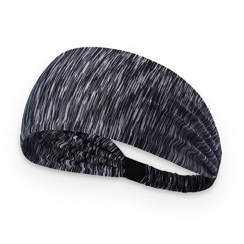 Sweatband Headband Sport Bicycle Tennis Bike Cycling Stretchy Breathable Hairband Stripe Gray