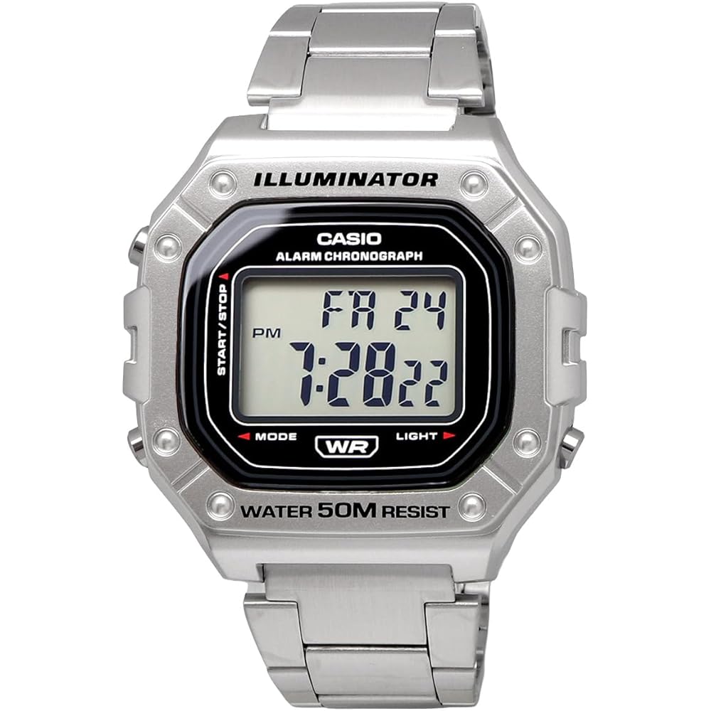 Casio CASIO Standard Digital Watch W-218HD-1AV Men's Cheap Casio Metal Band Silver Overseas Model [Parallel Import]