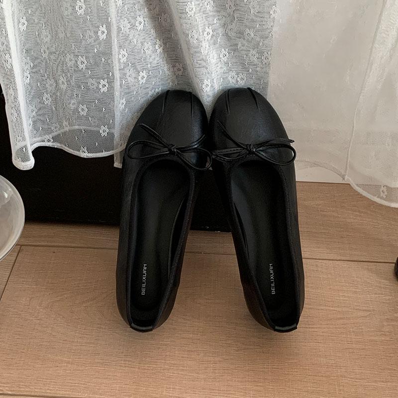 

Fashion Luxury Fashion Round Toe Women Flats Slip On Shoes Soft Female Butterfly-Knot Footwear Shallow Ladies Flats With Shoes 35 чёрный