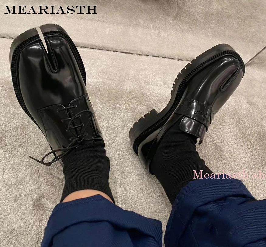 Femei Pantofi Tabi din piele neagră lucioasă de primăvară Toc gros Pantofi joasă Bărbați mărimea 46 cu șireturi Casual alb pantof cuplu sport nou