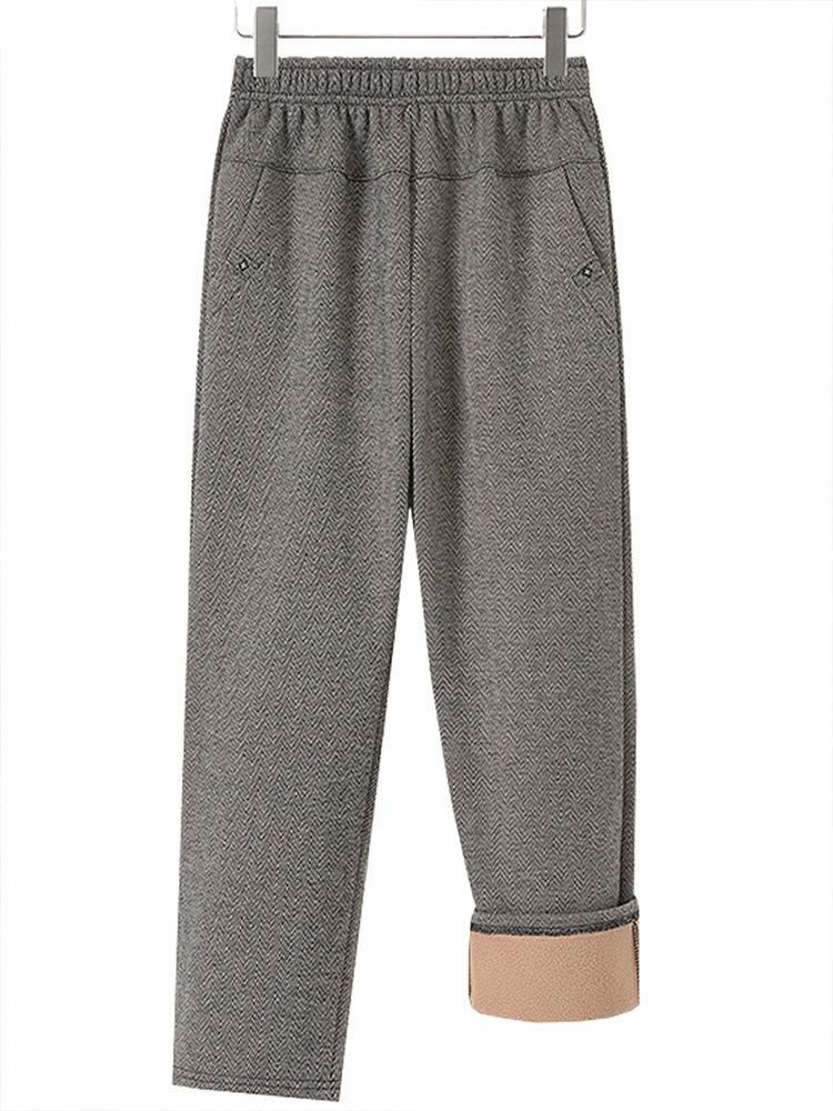 Mom's New Style Plus Size Spring & Autumn Loose Pants for Middle-aged & Elderly Women - Thick Velvet for Fall & Winter