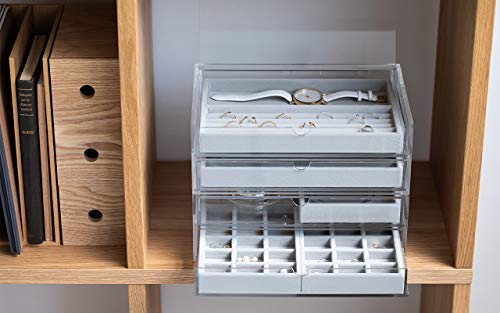 MUJI Stackable Acrylic Case with Two Drawers and Lid, Large, Approx. 25.5cm W X 17cm D X 9.5cm H, Product Number: 38970125