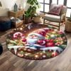 "Festive Santa with Candy Cane & Gifts" Print Round Rug, Living Room, Bedroom, Playroom Carpet, Non Slip Floor Mat, Gift