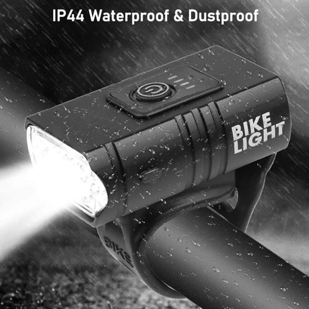 USB Rechargeable Bike Light Set with Power Display 6 Lighting Modes Waterproof Bike Headlight Taillight for Cycling