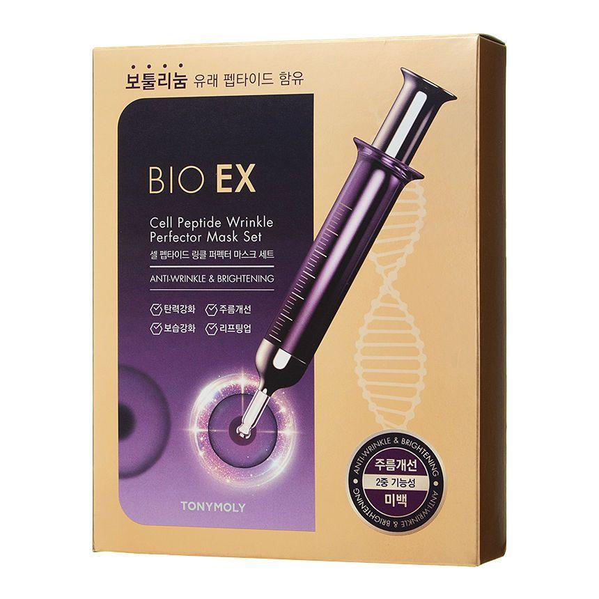 TONYMOLY - Набор масок Bio EX Cell Peptide Wrinkle Perfector 10 шт / Антивозрастной, Увлажняющий, Питательный, Корейская косметика, Kbeauty